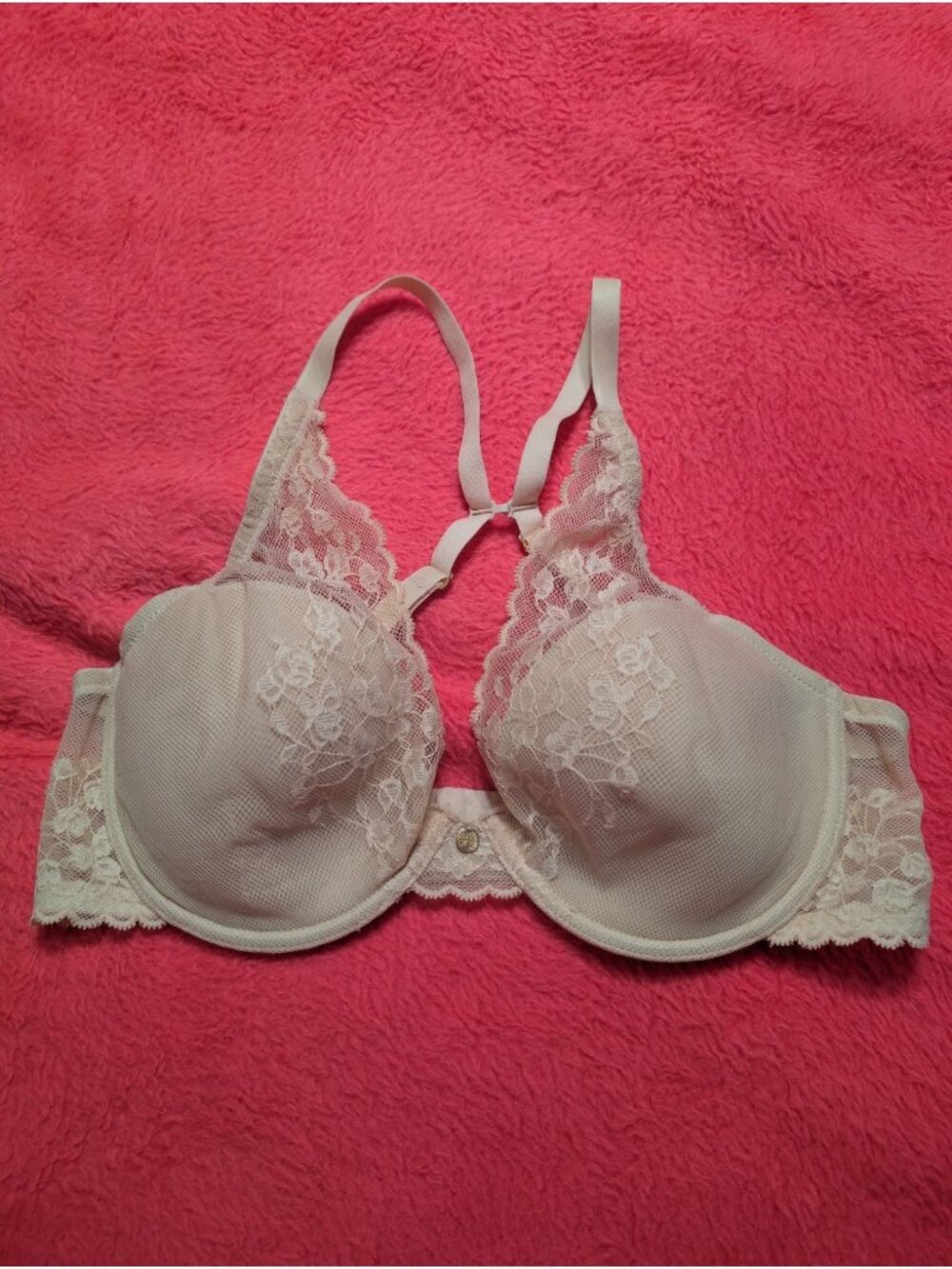 Natori Womens 36C Pink Feathers Lace Convertible Underwire Contour Bra 730023